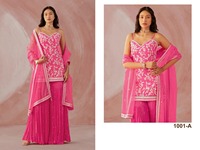 Ropa de diseño indio de bollwood, traje exclusivo étnico, con volante, Georgette, Punjabi, Sharara, Palazzo, nuevo lanzamiento, a precio asequible