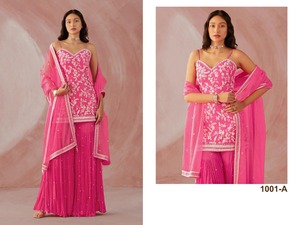 ชุดบอลลีวูดชนเผ่าอินเดีย,ชุดสูท Sharara Palazzo แต่งระบายปัญจาบชุดใหม่เปิดตัวจอร์จเกต - Product Image 3