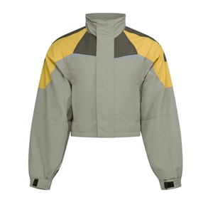 Custom <b>Women</b> Color Block Cropped Paneled Jacket High Neck Streetwear Patchwork <b>Windbreaker</b> Sports Jacket - Product Image 1