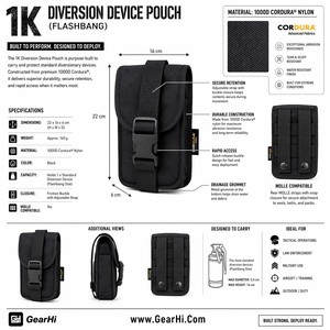 Bolsa para Dispositivos de Distracción, Compartimento para Herrajes MOLLE, Bolsillo de Liberación Rápida, Bolsas para Flashbangs - Product Image 1