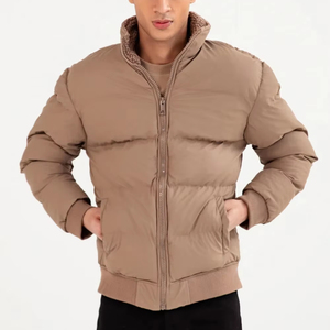 Chaqueta Acolchada de Diseño Sólido para Hombre, Personalizada, para Invierno y Otoño, Cuello Alto, Cremallera, con Lona Lisa, Servicio OEM a Bajo Costo - Product Image 1