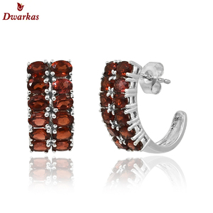 Venta caliente pendiente sólido 925 plata esterlina natural tanzanita cuarzo piedra preciosa medio aro pendiente para damas y niñas - Product Image 5