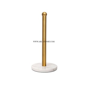 Soporte de almacenamiento de papel tisú chapado en oro con Base de mármol blanco, diseño maravilloso, forma redonda, nuevo soporte de papel tisú con estilo - Product Image 1