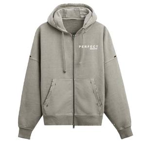 SUDADERA LAVADA CON CREMALLERA CON CAPUCHA UNISEX CALIDAD PREMIUM LOGO PERSONALIZADO CREMALLERA CON CAPUCHA BORDADO PUFF IMPRESIÓN DTG DISEÑO - Product Image 2