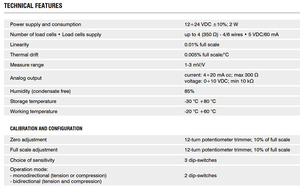 Venta de transmisores de peso analógicos para integración de células de carga de compresión y tensión fabricados en Italia - Product Image 6