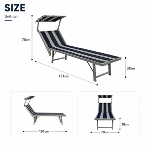 Chaise longue <span class=keywords><strong>de</strong></span> <span class=keywords><strong>plage</strong></span> pliable italienne en aluminium avec parasol, chaise longue <span class=keywords><strong>de</strong></span> <span class=keywords><strong>plage</strong></span> pliable avec parasol - Product Image 3