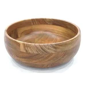 Venta caliente Cuencos de acacia de tamaño personalizado para ensalada de frutas y verduras Cuencos de ensalada de madera natural para diario y fiesta - Product Image 1
