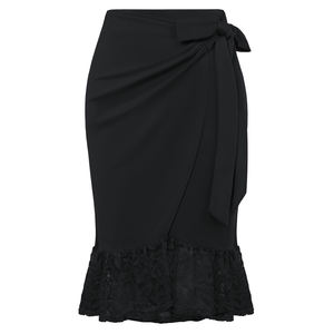 बेले पोक महिला विंटेज फीता हूट स्कर्ट उच्च कमर ओवरले सजे हुए बॉडीकॉन महिलाएं सुंदर स्कर्ट 2023 - Product Image 2