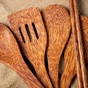 Juego de utensilios de cocina de madera de coco natural-Juego completo de utensilios de cocina para chefs ecológicos | Suministro a granel hecho a mano de Vietnam - Product Image 2
