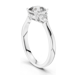Bague en diamant de laboratoire taille Asscher 2 carats, design trois pierres, clarté VVS-VS EF, or 18 carats, 14 carats, 10 carats et argent 925, rose, jaune - Product Image 4