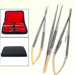Kit de implante de ortodoncia, 3 uds., juego de herramientas dentales, de 18cm tijeras quirúrgicas de acero inoxidable, pinzas, soporte de aguja, Manual Castroviejo - Product Image 6