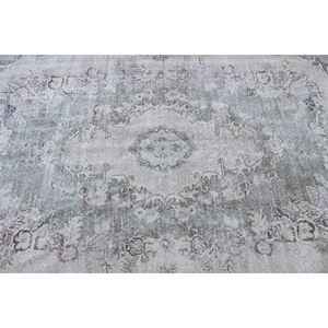 Alfombra Turca de 5.4x9 pies, Alfombra Grande Vintage, Alfombra de Lana con Estampado Animal en Gris - Product Image 5