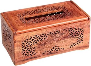 Boîte à mouchoirs en bois faite à la main Décoration de table abordable avec motif naturel pour le bureau à domicile et le salon au prix de gros - Product Image 5