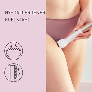 Tondeuse corporelle étanche 5-en-1 pour femme, utilisation humide et sèche, fonctionne sur piles, avec 5 accessoires, tondeuse et rasoir pour la ligne du bikini - Product Image 6