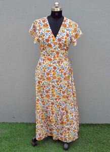 Main indienne bloc coton bloc imprimé robe femme élégante mode robe personnalisée mariée mariage cadeau été porter robe vente - Product Image 3