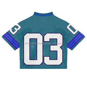 Venta al por mayor 100% poliéster sublimado recortado Retro fútbol Jersey Streetwear Oversized American Mesh Jersey fútbol Jersey - Product Image 4