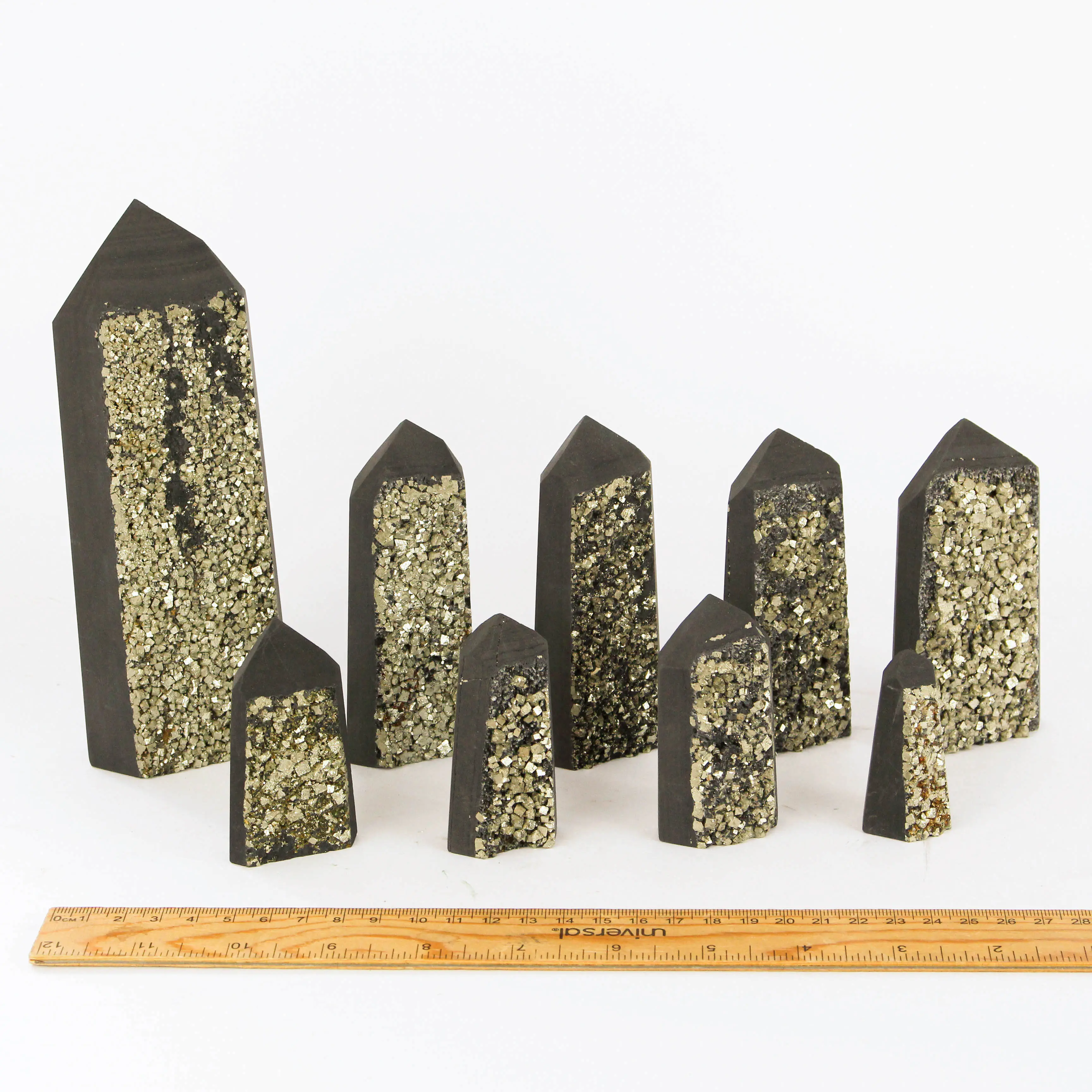 SHUNGITE WITH PYRITE TOWERS