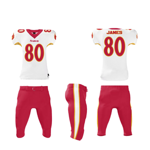 Ensemble de maillot de football américain en tissu polyester léger et performant, imprimé sur mesure, séchage rapide, vêtements d'entraînement mi-longueur pour adultes - Product Image 1