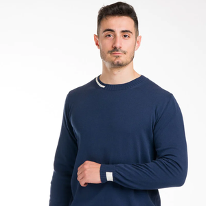 Formentera Pull à col rond en laine et coton ODM pour homme Qualité italienne Été fin Tricoté Logo Décoration - Product Image 5