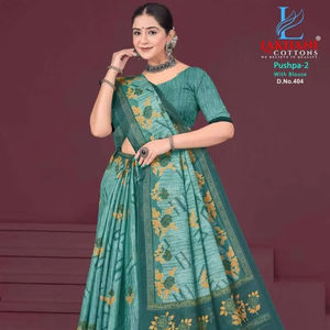 Vente en gros de saris fantaisie en coton imprimé dernière collection de vêtements de soirée modernes à séchage rapide pour femmes toutes saisons - Product Image 1