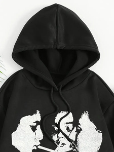 Sweat à capuche en molleton de coton épais pour hommes pull personnalisé surdimensionné vêtements décontractés sweats d'hiver col à capuche imprimé - Product Image 3