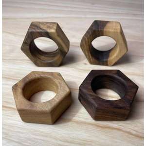 Natural <b>wooden</b> <b>napkin</b> <b>rings</b> with dark brown finished for classic and timeless table settings at home or events - Product Image 6