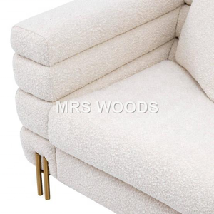 MRS WOODS <span class=keywords><strong>bianco</strong></span> singolo lato ristorante divano sedile stile bohémien tessuto copridivano con gamba <span class=keywords><strong>oro</strong></span> poltrona monoposto divano - Product Image 3