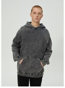 Meilleure vente Vintage décontracté coton lourd goutte épaule 420 Gsm sweat grande taille lavage à l'acide sweat à capuche pour hommes - Product Image 4