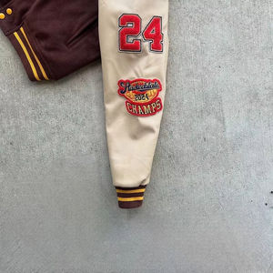 Blank Plain Sporty Windbreaker <b>Baseball</b> <b>Jacket</b> <b>Men</b> Embroidery Front Customizable Sleeve Lightweight Wool - Product Image 4