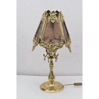 Lampe exclusive en laiton sur pied Lampe de style rococo Lampe de bureau en verre abat-jour Lampe de bureau Idée cadeau de luxe