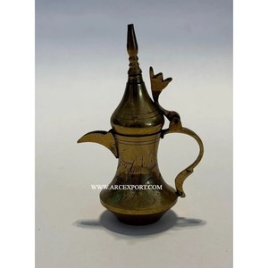 Modern Style Indian <b>Metal</b> Brass Made High Quality <b>Coffee</b> <b>Pot</b> Dallah Embossed Gold Finish Eco-Friendly Customized Color Supplies - Product Image 2