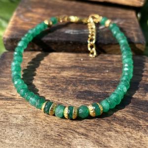 Delicate Natural Green Emerald Gemstone <b>Bracelet</b> Beaded Faceted Rondelle Beads <b>Stone</b> Jewelry HAYAAT <b>GEMS</b> HG-623 Third Party - Product Image 3