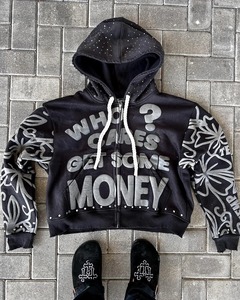 Custom 500gsm French Terry 100% Cotton Fleece Zip-Up Hoodie Puff <b>3D</b> Printed Regular Fit Solid Pocket Quick Dry Men's <b>Hoodies</b> - Product Image 5
