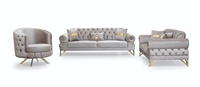 Neues Luxus-Echtleder-Sofa, Modernes Postmodernes Designer-Wohnzimmermöbel-Set für Hotel & Villa