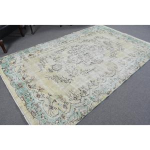 Alfombra de 5.8x9.5 pies, Alfombra Turca Vintage, Alfombra de Camuflaje Azul y Blanca - Product Image 4