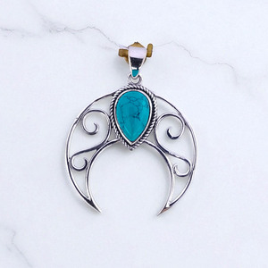 Elegante colgante de piedras preciosas en plata de ley 925 y joyería de plata de ley - Product Image 3