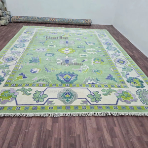 พรมพรมสีเขียวเบจโทนสีเขียวสวยแบบตุรกีพรมขนสัตว์ทำด้วยมือโบราณพรมสำหรับห้องนอนห้องนั่งเล่น9x12 - Product Image 1