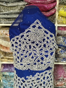 Conception africaine de luxe robe en soie de haute qualité pierre d'argent perlée travail manuel qualité George hiver cravate africaine pour l'automne - Product Image 3