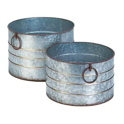 At Wholesale Reasonable Price large Space Bucket Metal Planters Set of Two Metal Garden Storage Small Tree Bucket