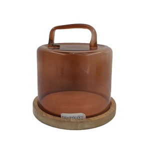<b>Glass</b> & Wooden Serving <b>Cake</b> Stand With <b>Dome</b> Brown Colour <b>Cake</b> Tools for Event & Kitchen Decoration Handmade Bulk - Product Image 6