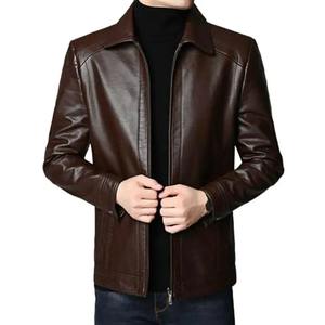 Casual Men Jacket <b>Slim</b> Leather Solid Color Coat with Zipper <b>Belt</b> Windproof Coat - Product Image 6