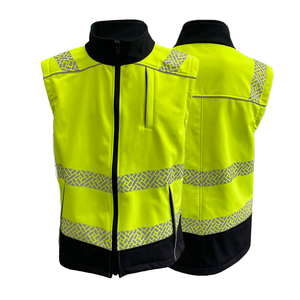 เสื้อแจ็กเก็ตนิรภัยสะท้อนแสงสำหรับผู้ชาย, แจ็คเก็ตทำงานมีซิปมีกระเป๋าใส่ทำงานกันลมถอดได้ - Product Image 3