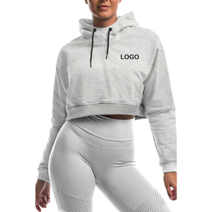 Premium Quality Women's Winter Customizable Front Logo Cropped Hoodies Lined <b>Waterproof</b> Breathable Street Style Cotton Polyester - Product Image 3