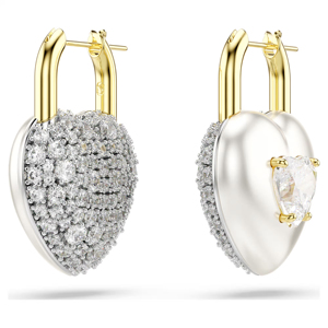 Pendientes de Aro con Forma de Corazón de Lujo, Chapados en Oro, con Diamantes de Imitación y Circonitas, para Mujer - Product Image 1
