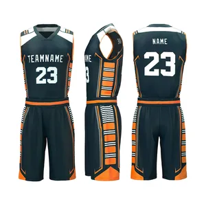 Groothandel Nieuwe Sportkleding Basket Bal Uniform Short Set Omkeerbare Tackle Twill Basketbal Uniform Met Aangepast Patroon