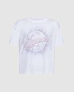 T-shirt à bande surdimensionnée Wanderlust pour femmes de qualité supérieure coupe ample impression numérique personnalisée Logo en tissu tricoté pour les occasions d'hiver - Product Image 4