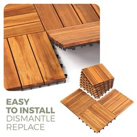 Dalles de terrasse extérieures en bois d'acacia 300x300mm, style moderne, à emboîtement, lisses, antidérapantes, pour jardin, double usage