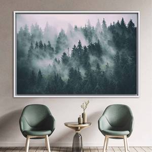 Toile imprimée Misty Mountain - Décoration murale élégante avec paysage forestier, 1P : encadré blanc - Product Image 1