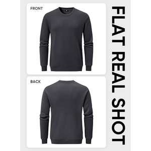 Men's Solid Color Loose Fit Round Neck Sweatshirt with Long Sleeves Factory Printed Pullovers for International Markets - Product Image 6