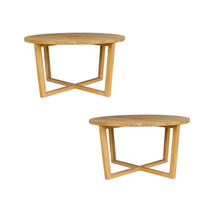 Mesa de Centro Redonda de Madera de Teca, Muebles Minimalistas para Sala de Estar Interior, Madera Natural Ecológica - Product Image 4